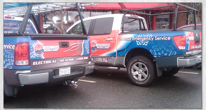 dynamic mechanical service truch and vehicle wrap